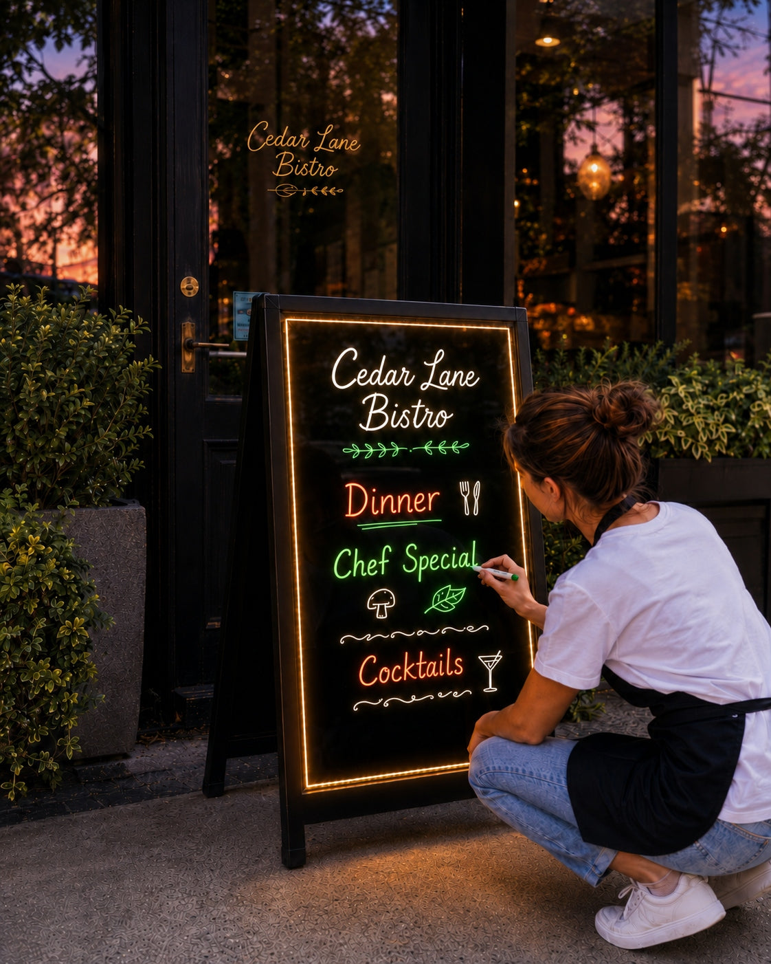 LED Menu Writing Board (Wipe-Clean, Reusable)